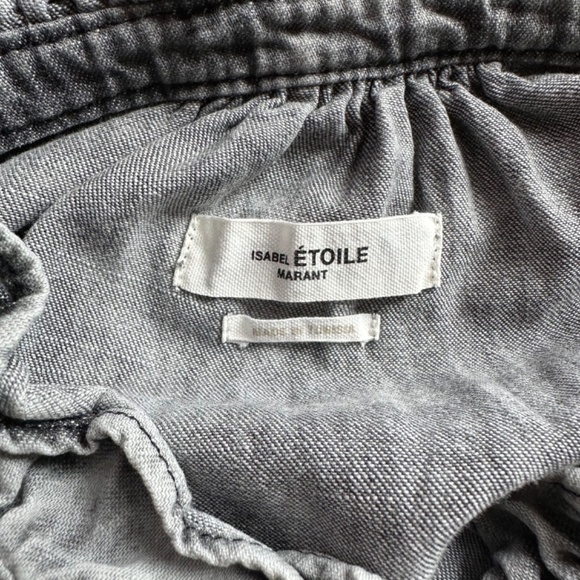 Isabel Etoile Marant Tie Dye Acid Wash Print Mock Neck Button up top - Picture 7 of 13